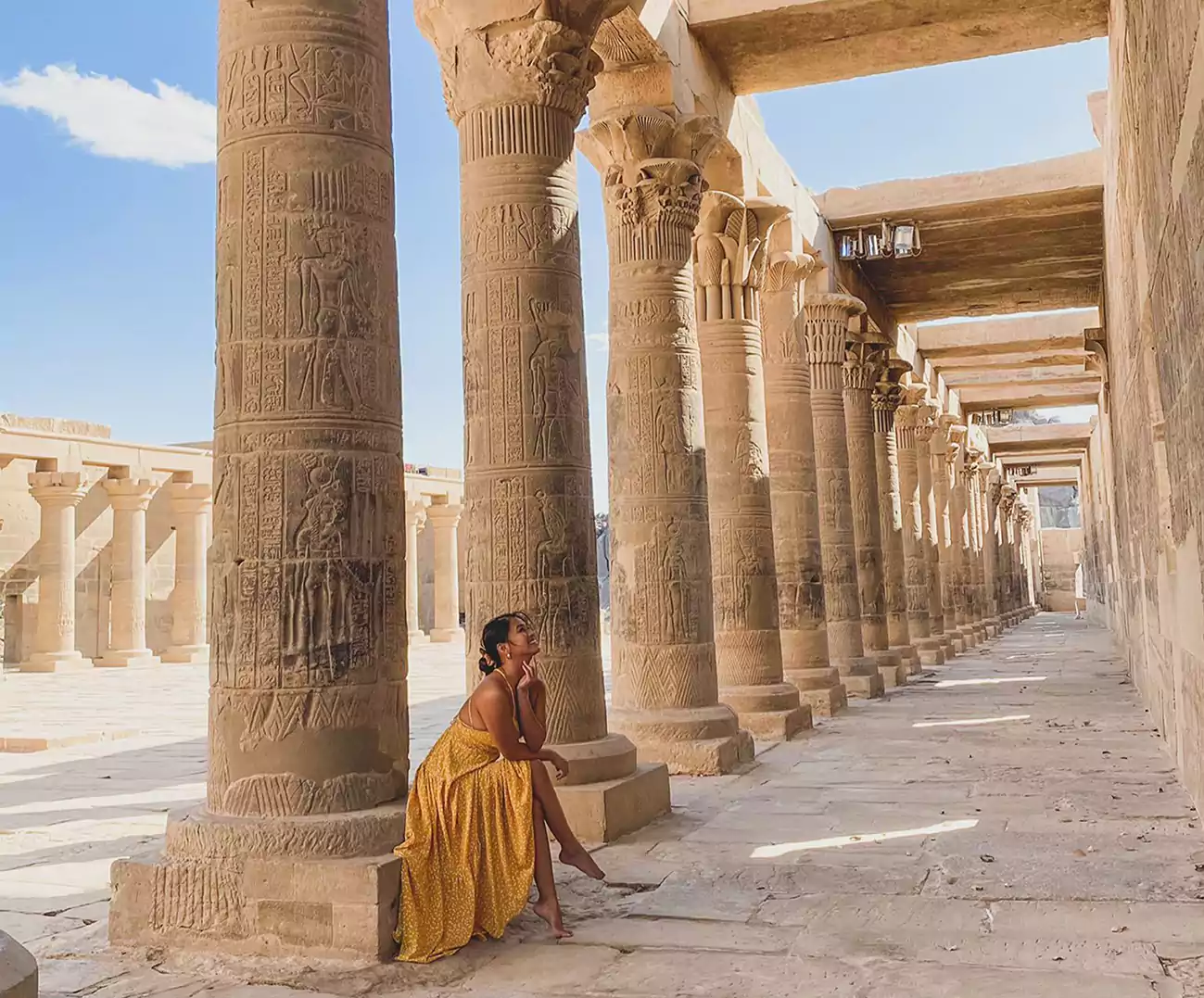 Beautiful blogger visit Philae temple with iEgypt tours and travels in Aswan