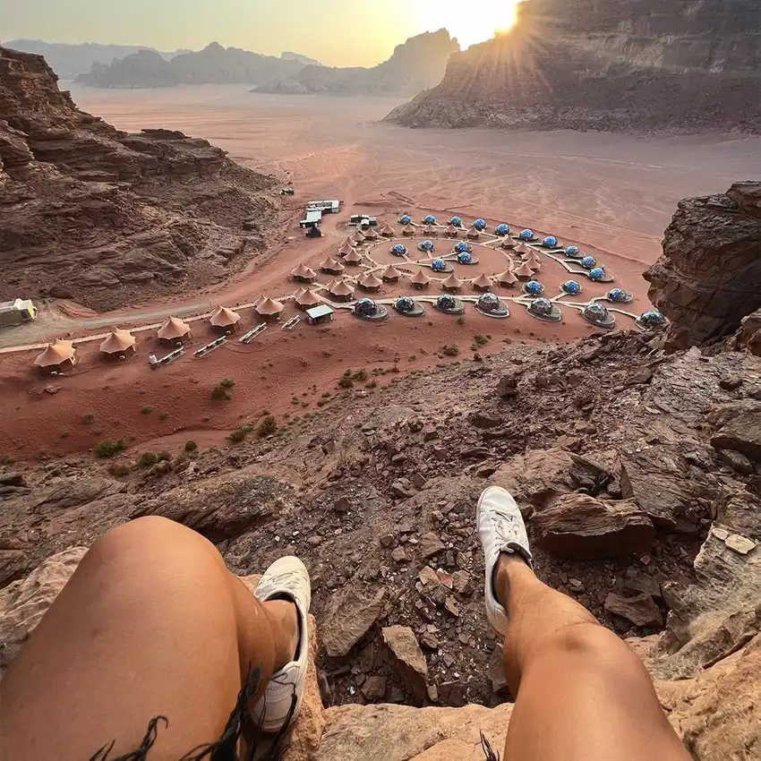 Woman taking picture in Wadi Rum