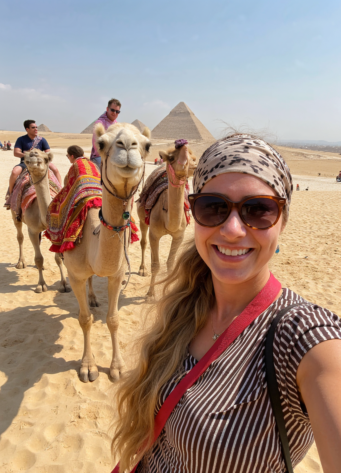 Abu simbel with a model in Egypt