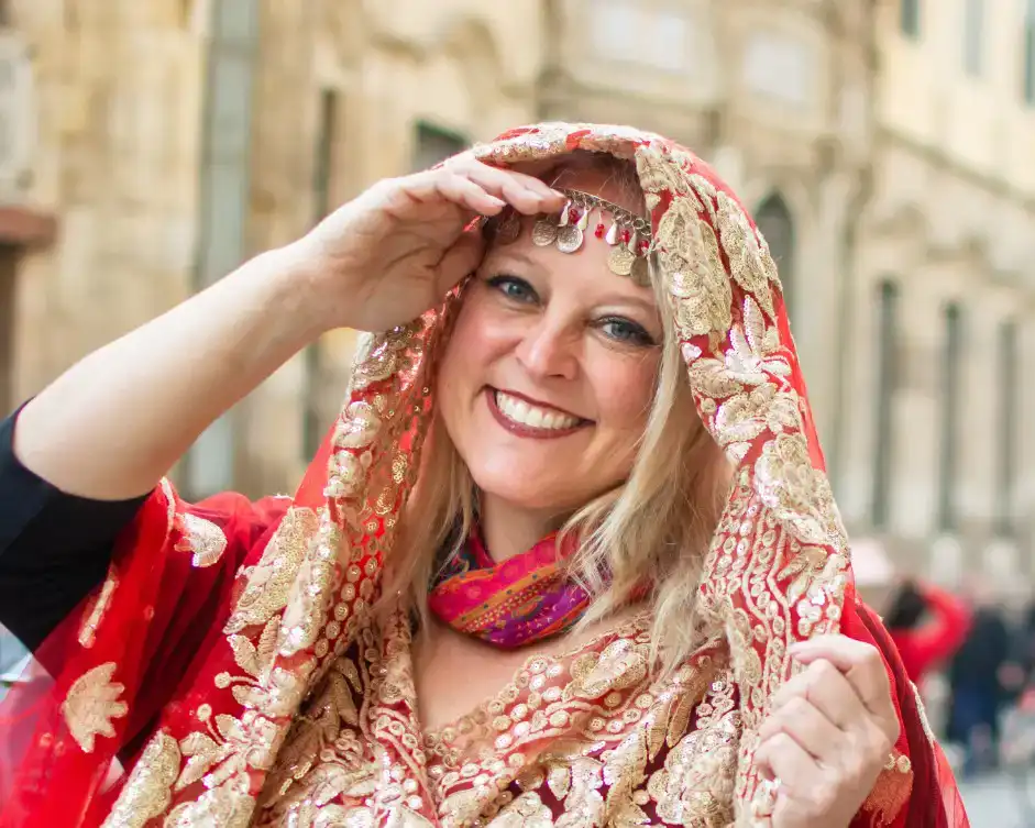 Woman wearing culture outfit at khan el kalili