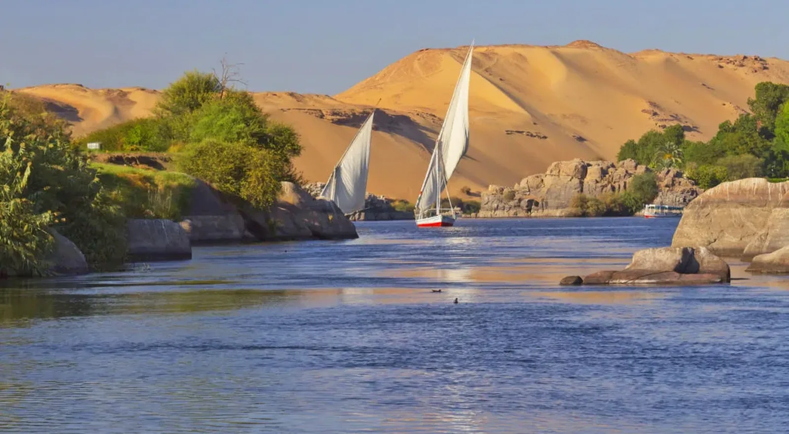 Feluccas sailing on the Nile at Aswan