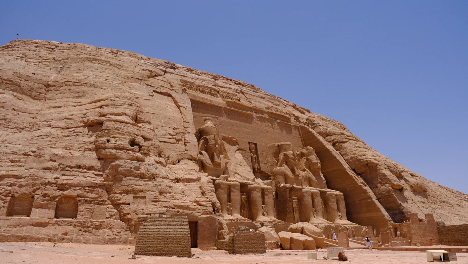 Rock-cut temple facade with colossal statues at Abu Simbel