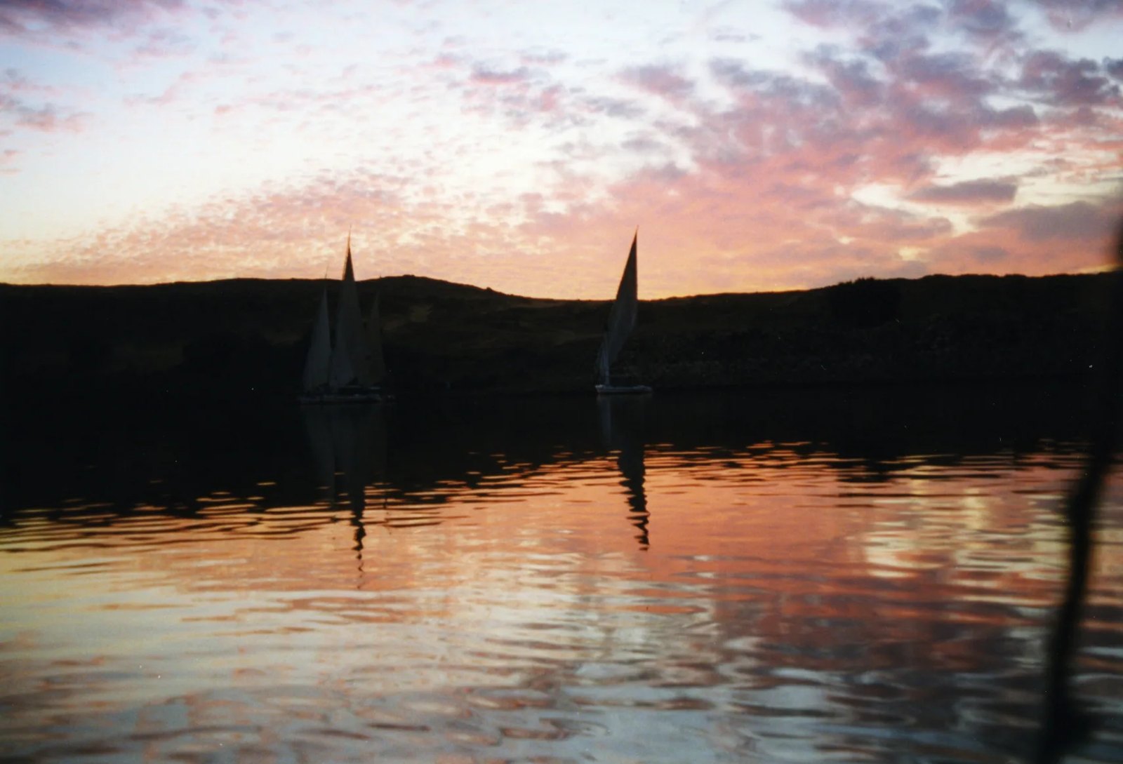 Felucca sails on the Nile at sunset