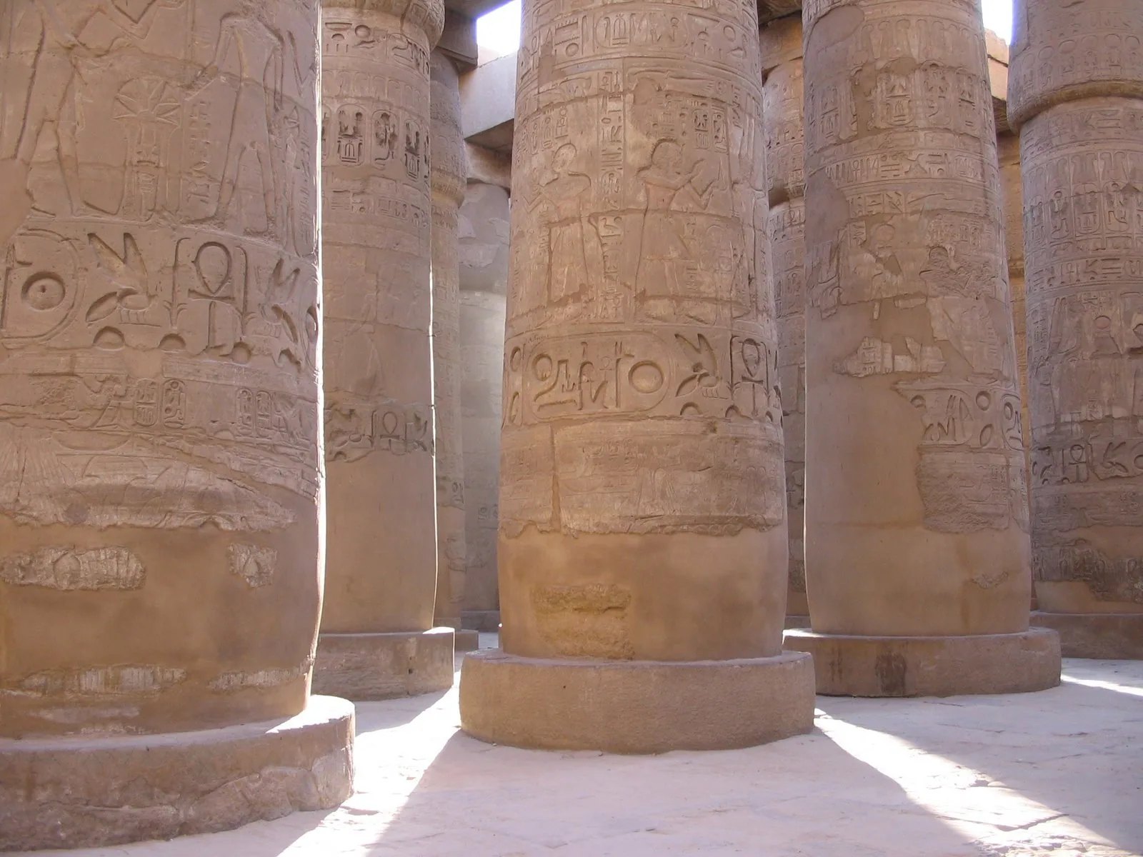 Tall columns of the Great Hypostyle Hall at Karnak Temple