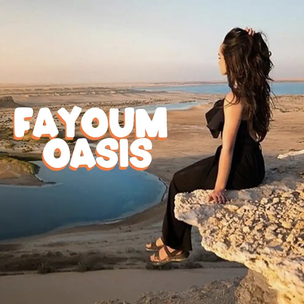 Woman watching the magic lake in Fayoum oasis