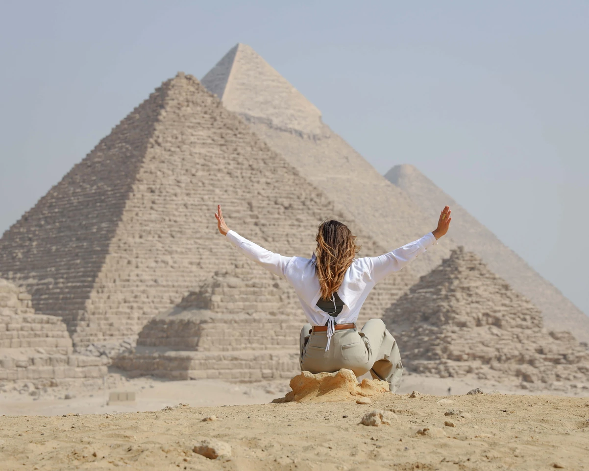 Lady standing in Khan elkhalili and booked day tour with iEgypt tours and travels